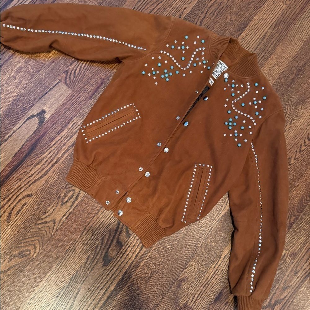 NWT Free People Dancassab Ennio Bomber Leather Suede Jacket Coat
Bead Stud Brown - Picture 9 of 9